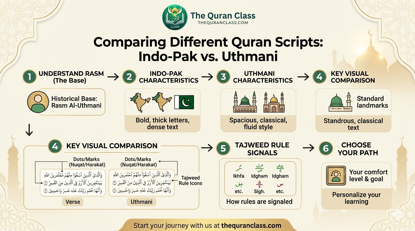 Comparing Different Quran Scripts: Indo-Pak vs. Uthmani